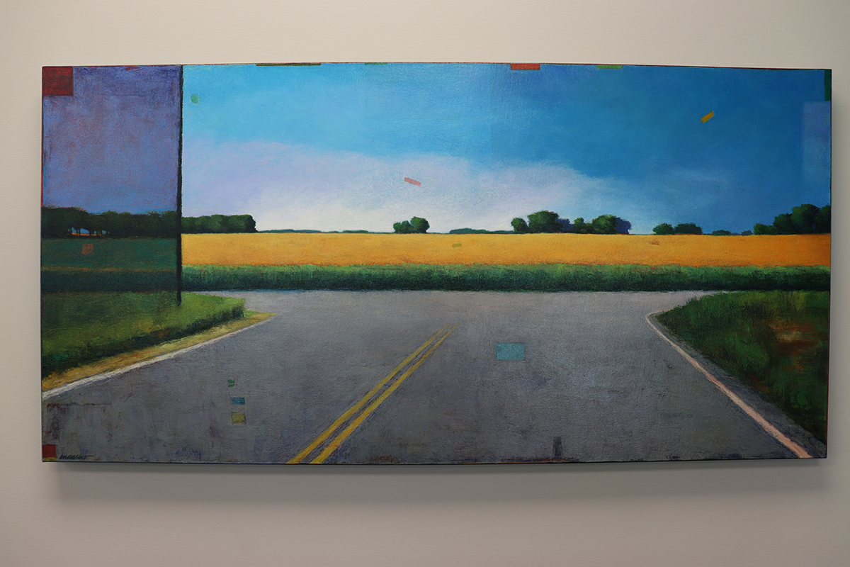 Change of Direction painting depicting a highway and rural landscape