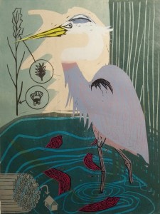 Phragmites painting depicting bird