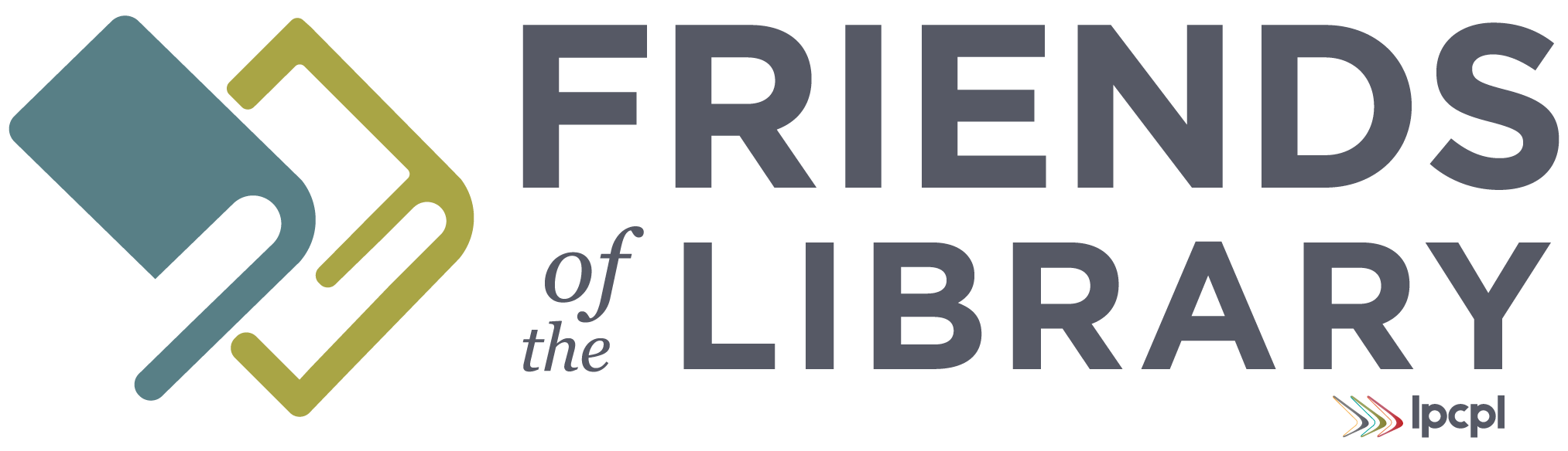 Friends of the La Porte County Public Library logo - two stacked books in different shades of green next to gray text and the LPCPL logo in the bottom righthand corner of the stacked image.